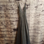 BLUE SPARKLY A LINE GOWN (NEW)