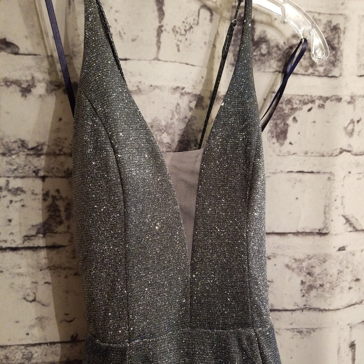 BLUE SPARKLY A LINE GOWN (NEW)