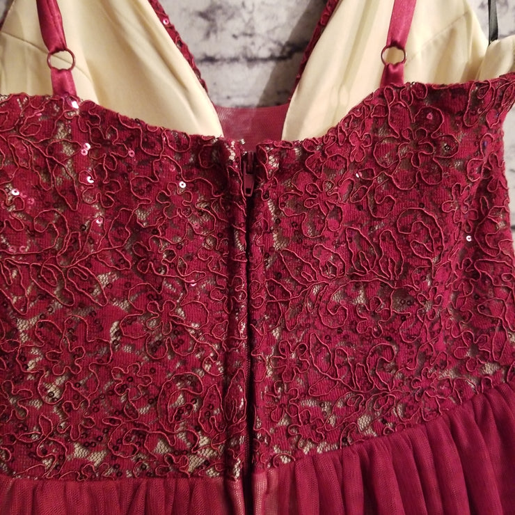 BURGUNDY A LINE GOWN (NEW)