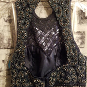 NAVY 2 PC. BEADED DRESS SET