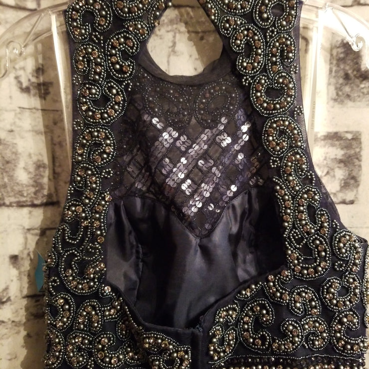 NAVY 2 PC. BEADED DRESS SET