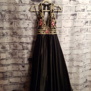 BLACK/FLORAL A LINE GOWN (NEW)