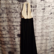 BLACK/IVORY SILK LONG DRESS