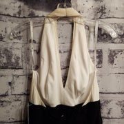 BLACK/IVORY SILK LONG DRESS