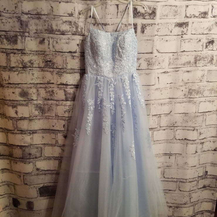 BLUE/FLORAL A LINE GOWN