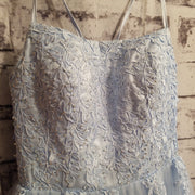 BLUE/FLORAL A LINE GOWN