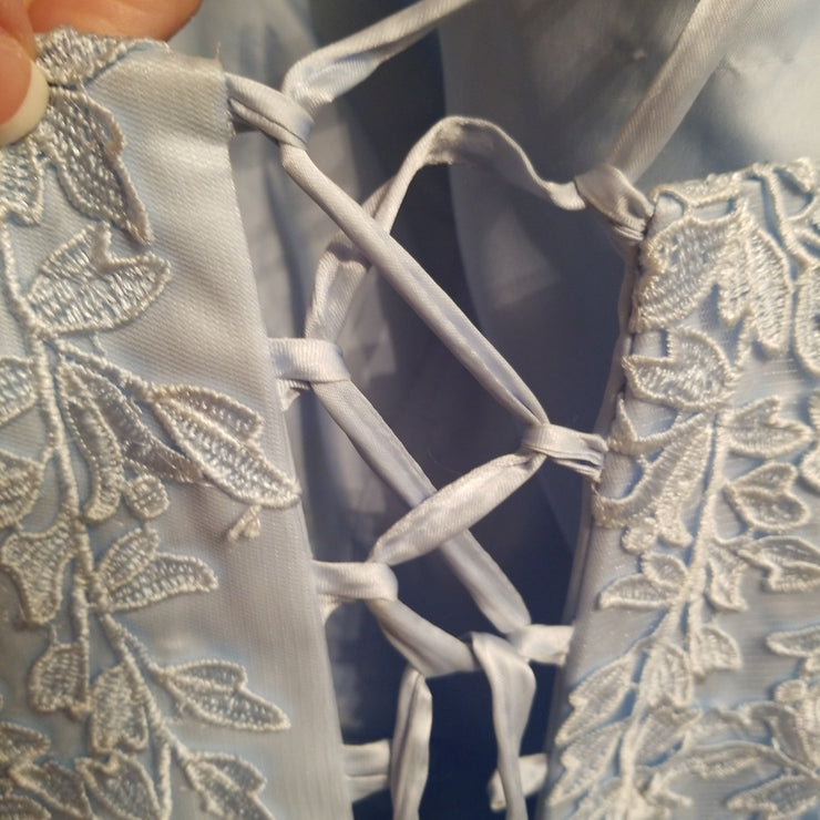 BLUE/FLORAL A LINE GOWN