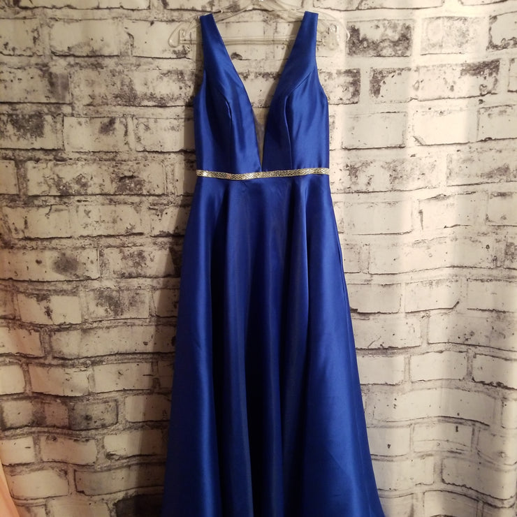 ROYAL BLUE A LINE GOWN