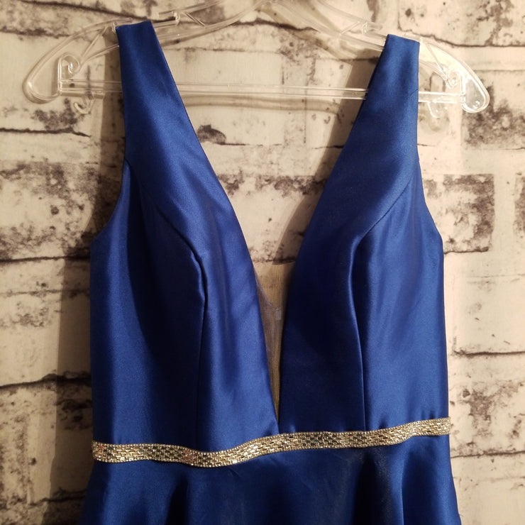 ROYAL BLUE A LINE GOWN