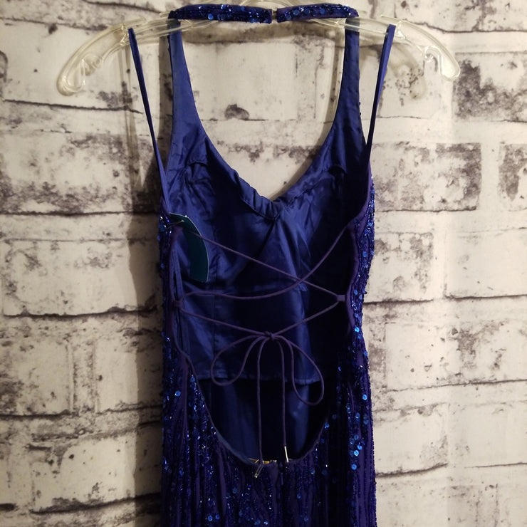 ROYAL BLUE SEQUIN LONG GOWN