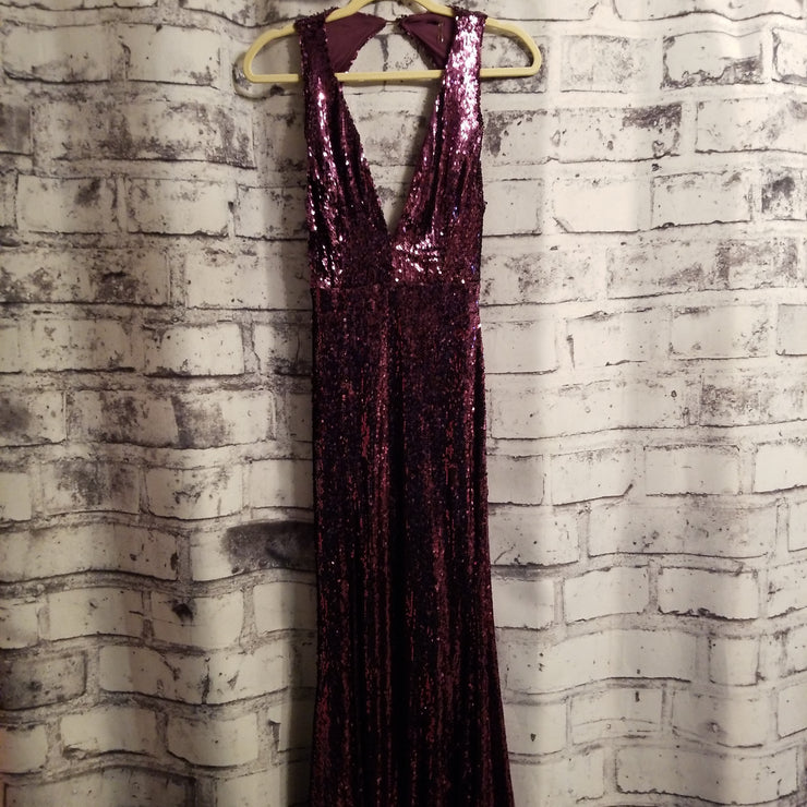 PURPLE FULL SEQUIN LONG DRESS