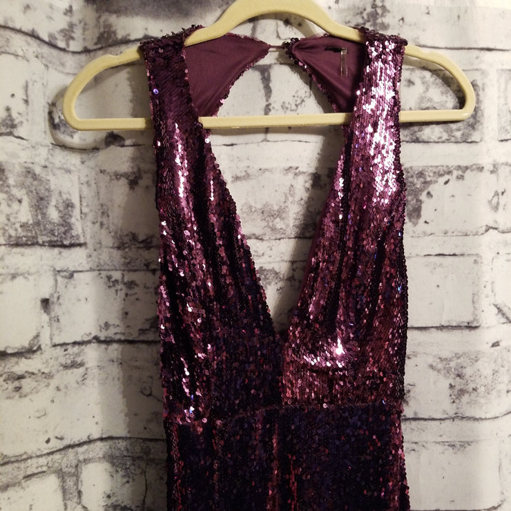 PURPLE FULL SEQUIN LONG DRESS