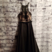 BLACK/TAN A LINE GOWN
