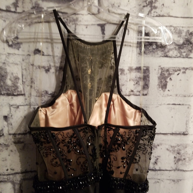 BLACK/TAN A LINE GOWN