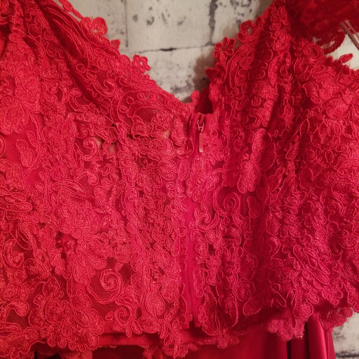 RED 2 PC. A LINE GOWN SET-NEW