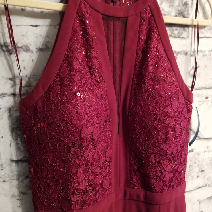 BURGUNDY LONG EVENING GOWN