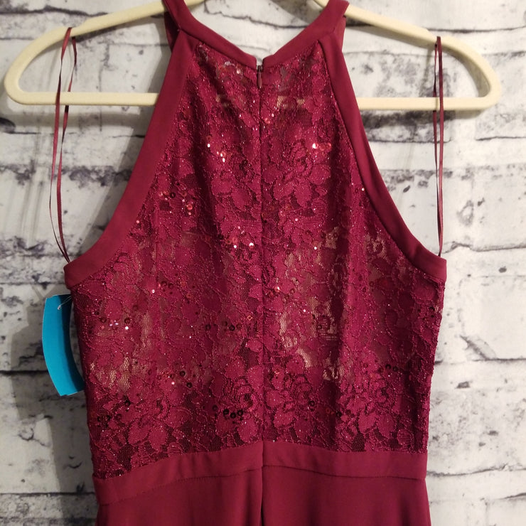 BURGUNDY LONG EVENING GOWN