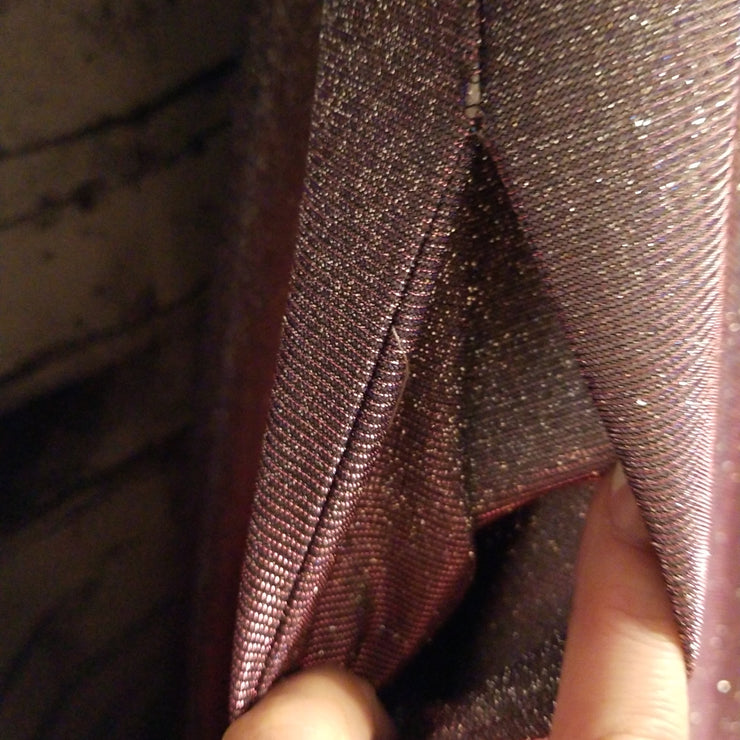 GRAY SPARKLY A LINE GOWN OFF THE SHOULDER