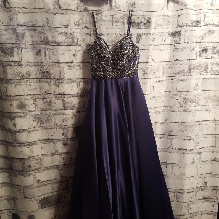 NAVY A LINE GOWN