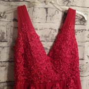 RED FLORAL A LINE GOWN (NEW)