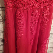 RED FLORAL A LINE GOWN (NEW)