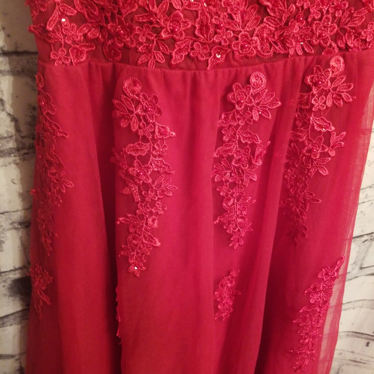 RED FLORAL A LINE GOWN (NEW)