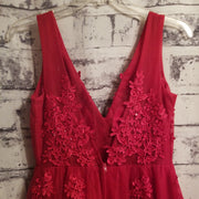 RED FLORAL A LINE GOWN (NEW)
