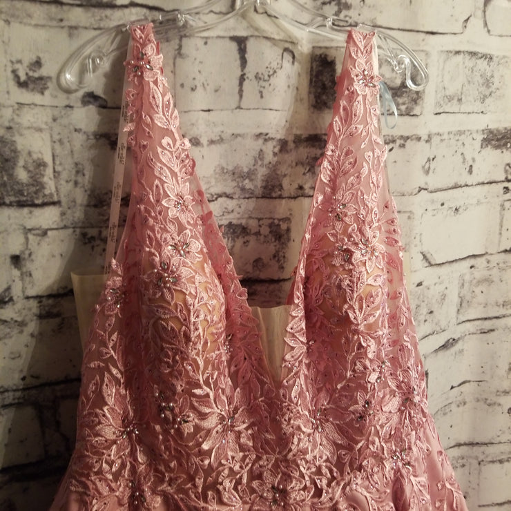 PINK FLORAL A LINE GOWN (NEW)