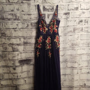 NAVY/FLORAL A LINE GOWN