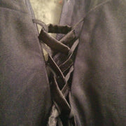 NAVY/FLORAL A LINE GOWN