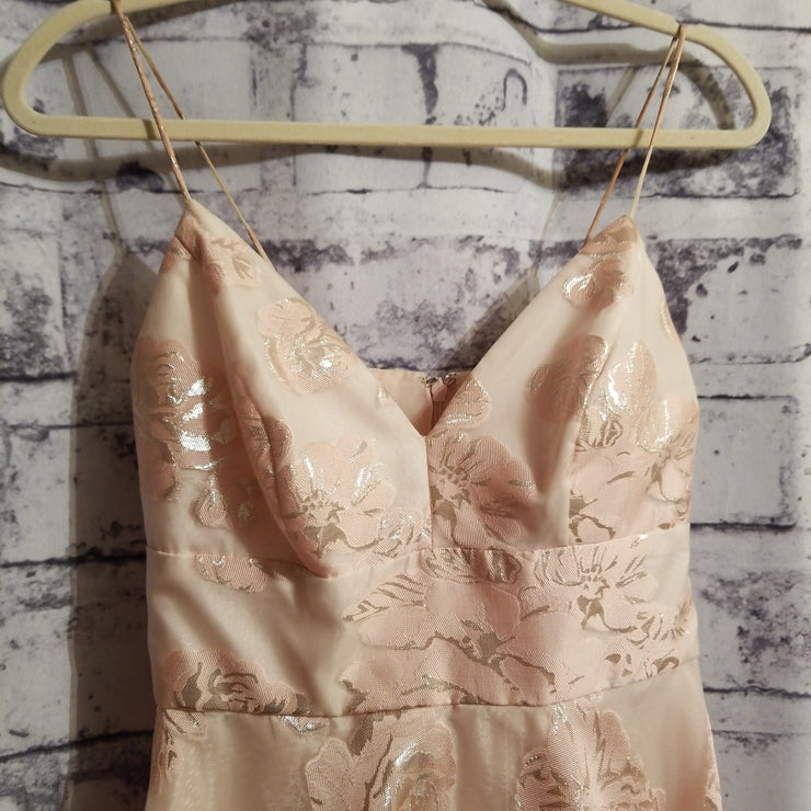 PINK/FLORAL A LINE GOWN