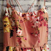 BLUSH/FLORAL A LINE GOWN