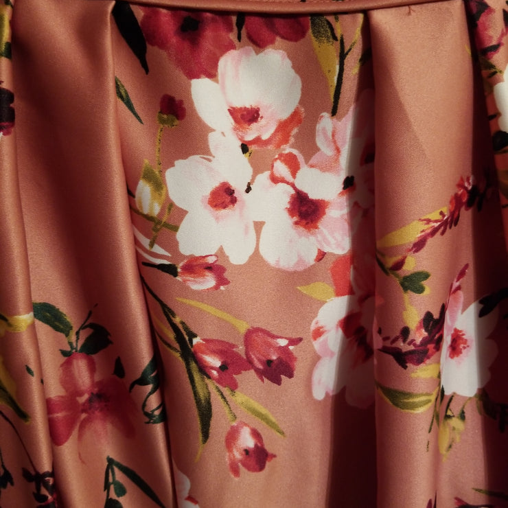 BLUSH/FLORAL A LINE GOWN