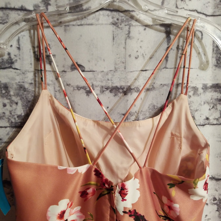 BLUSH/FLORAL A LINE GOWN