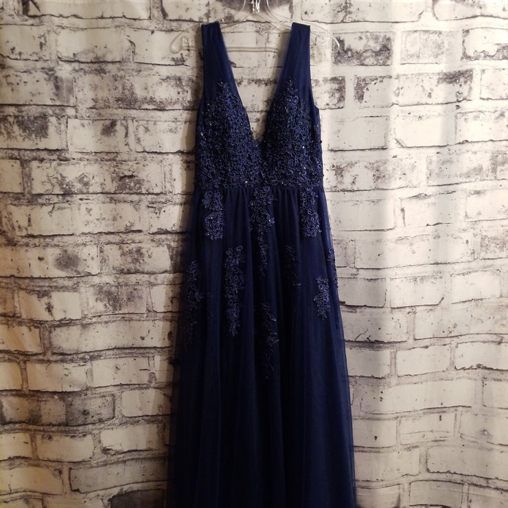 NAVY A LINE GOWN