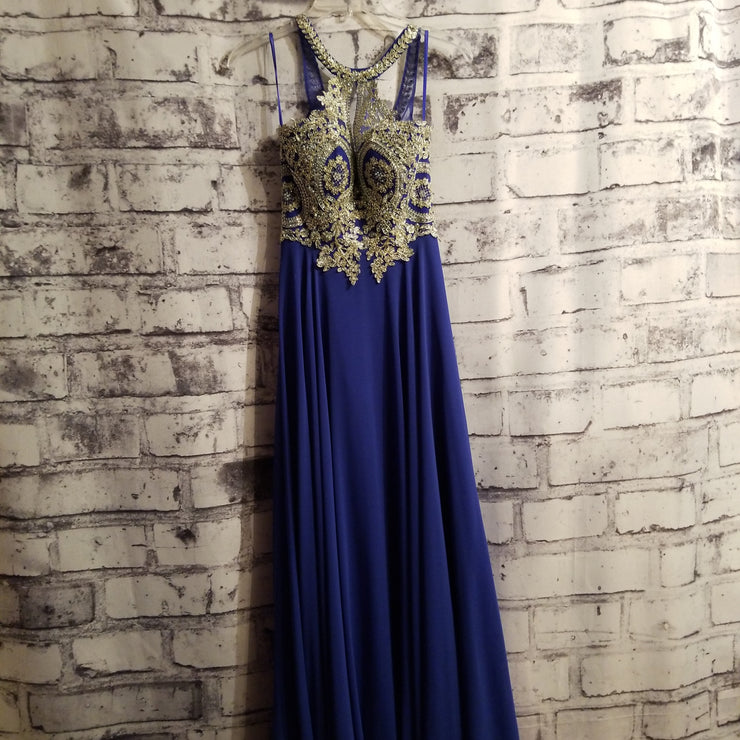 ROYAL BLUE LONG EVENING GOWN