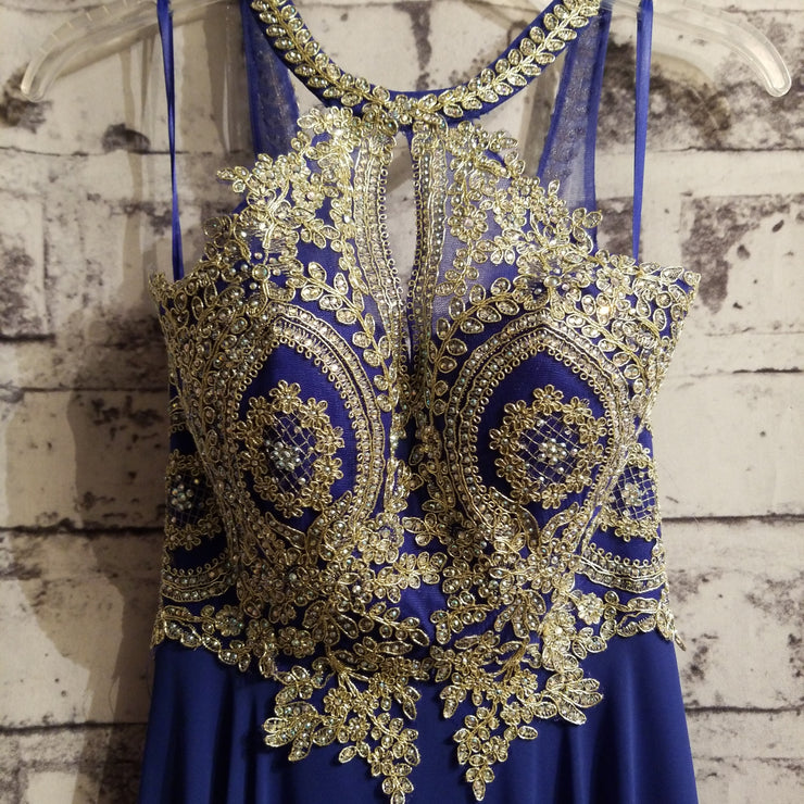 ROYAL BLUE LONG EVENING GOWN