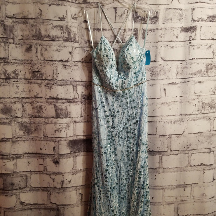 BLUE SPARKLY MERMAID GOWN