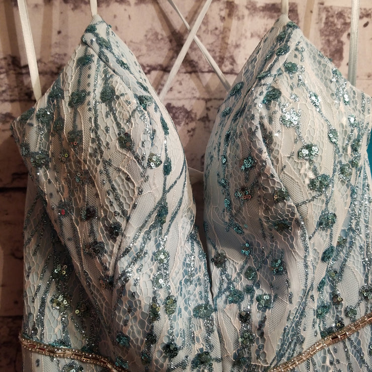 BLUE SPARKLY MERMAID GOWN