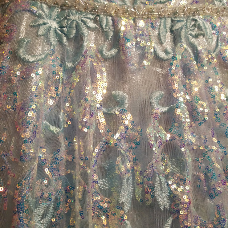 BLUE SPARKLY A LINE GOWN