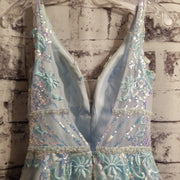 BLUE SPARKLY A LINE GOWN