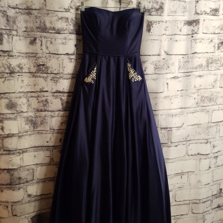 NAVY A LINE GOWN