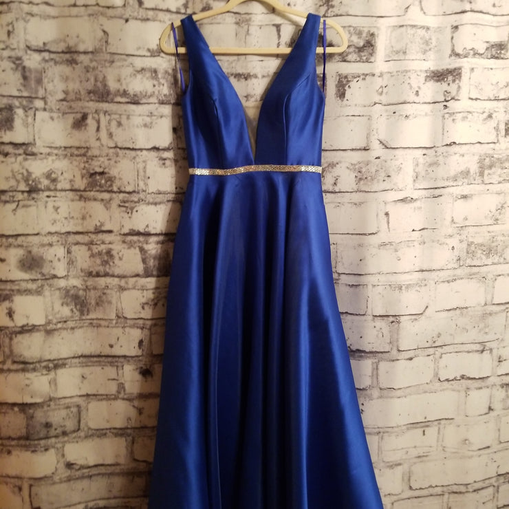 ROYAL BLUE A LINE GOWN