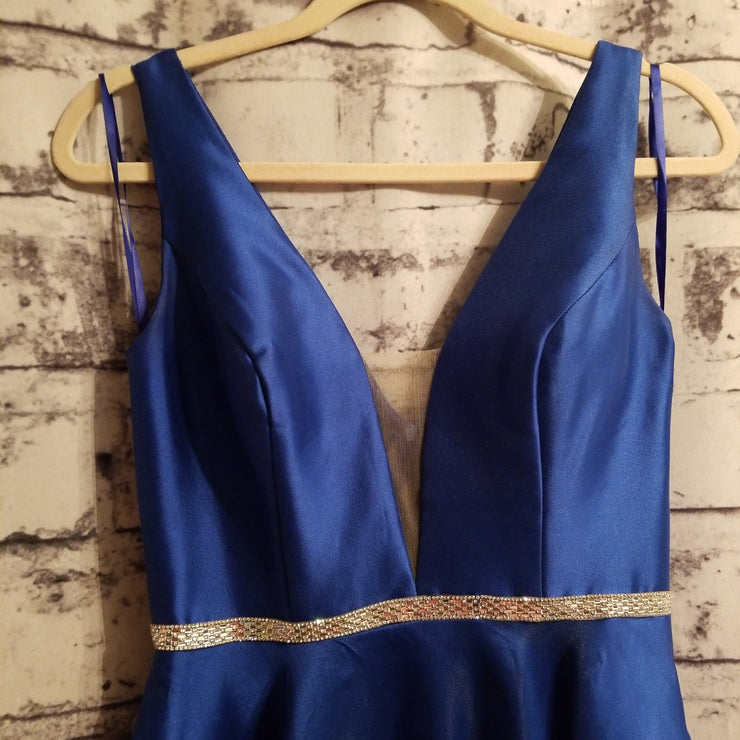 ROYAL BLUE A LINE GOWN