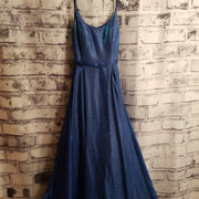 BLUE SPARKLY A LINE GOWN