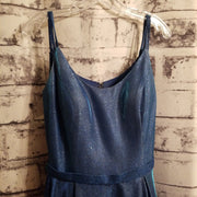 BLUE SPARKLY A LINE GOWN
