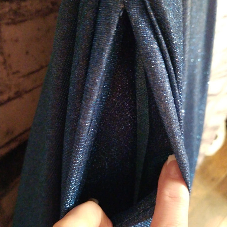 BLUE SPARKLY A LINE GOWN