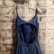 BLUE SPARKLY A LINE GOWN