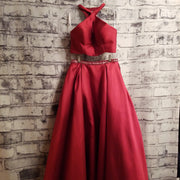 RED 2 PC. A LINE GOWN SET