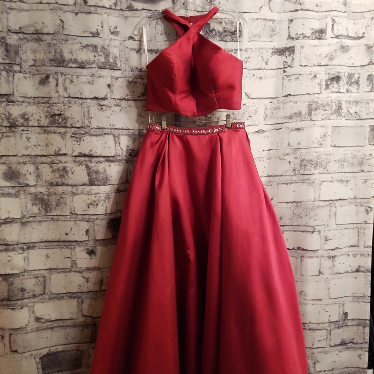 RED 2 PC. A LINE GOWN SET